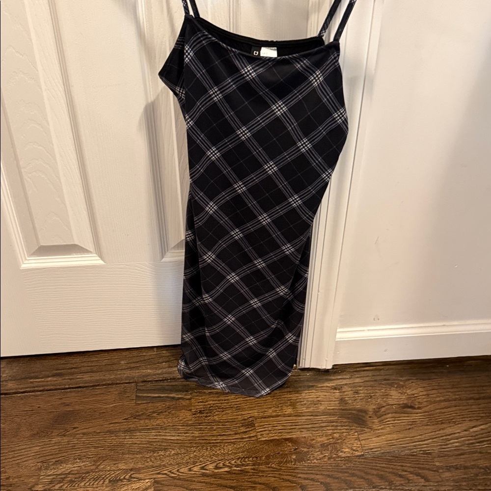 H&M Monochrome Checkered Mini Dress Sz S